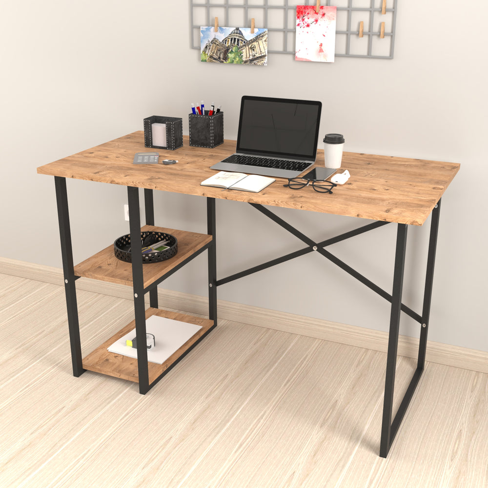 Skrivbord Nittedal med hylla 120x60x75cm i olika färger [en.casa] - premiumXL