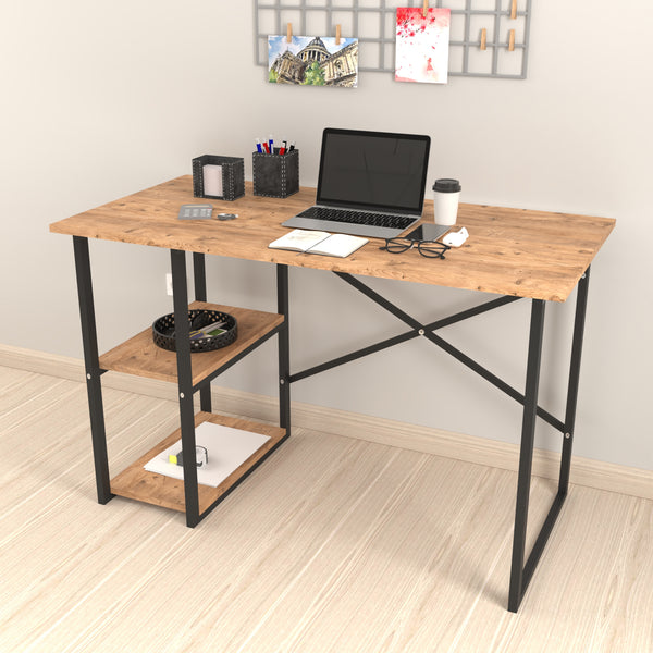 Skrivbord Nittedal med hylla 120x60x75cm i olika färger [en.casa]
