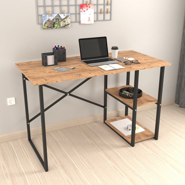 Skrivbord Nittedal med hylla 120x60x75cm i olika färger [en.casa]