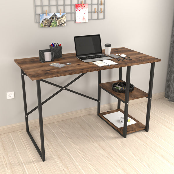 Skrivbord Nittedal med hylla 120x60x75cm i olika färger [en.casa]
