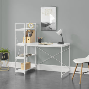 Skrivbord Stavanger med 4 hyllor 122x120x64cm stål [en.casa]