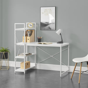 Skrivbord Stavanger med 4 hyllor 122x120x64cm stål [en.casa]