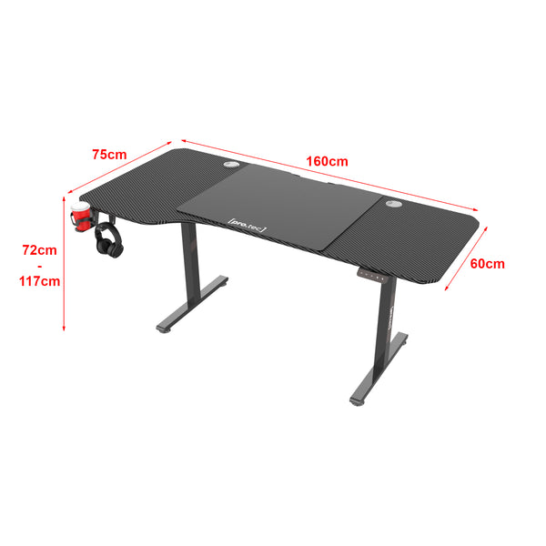 Höj och sänkbart skrivbord Virolahti 160x60/75x73-118 cm [pro.tec] välj modell