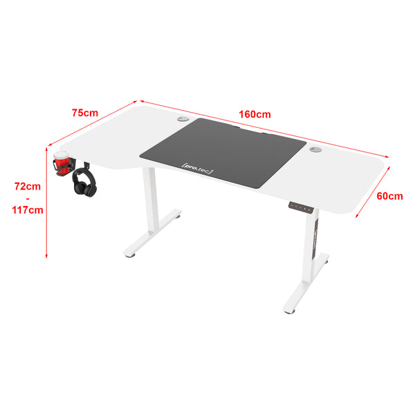 Höj och sänkbart skrivbord Virolahti 160x60/75x73-118 cm [pro.tec] välj modell