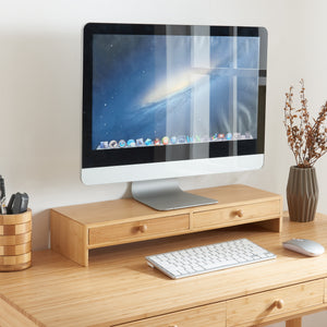 Bildskärmsstativ Hallstahammar 56x18x9,5 cm bambu [en.casa] - premiumXL