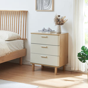 Byrå Ferrersp med 3 lådor 70x60x40 cm eklook/sandfärgad [en.casa]