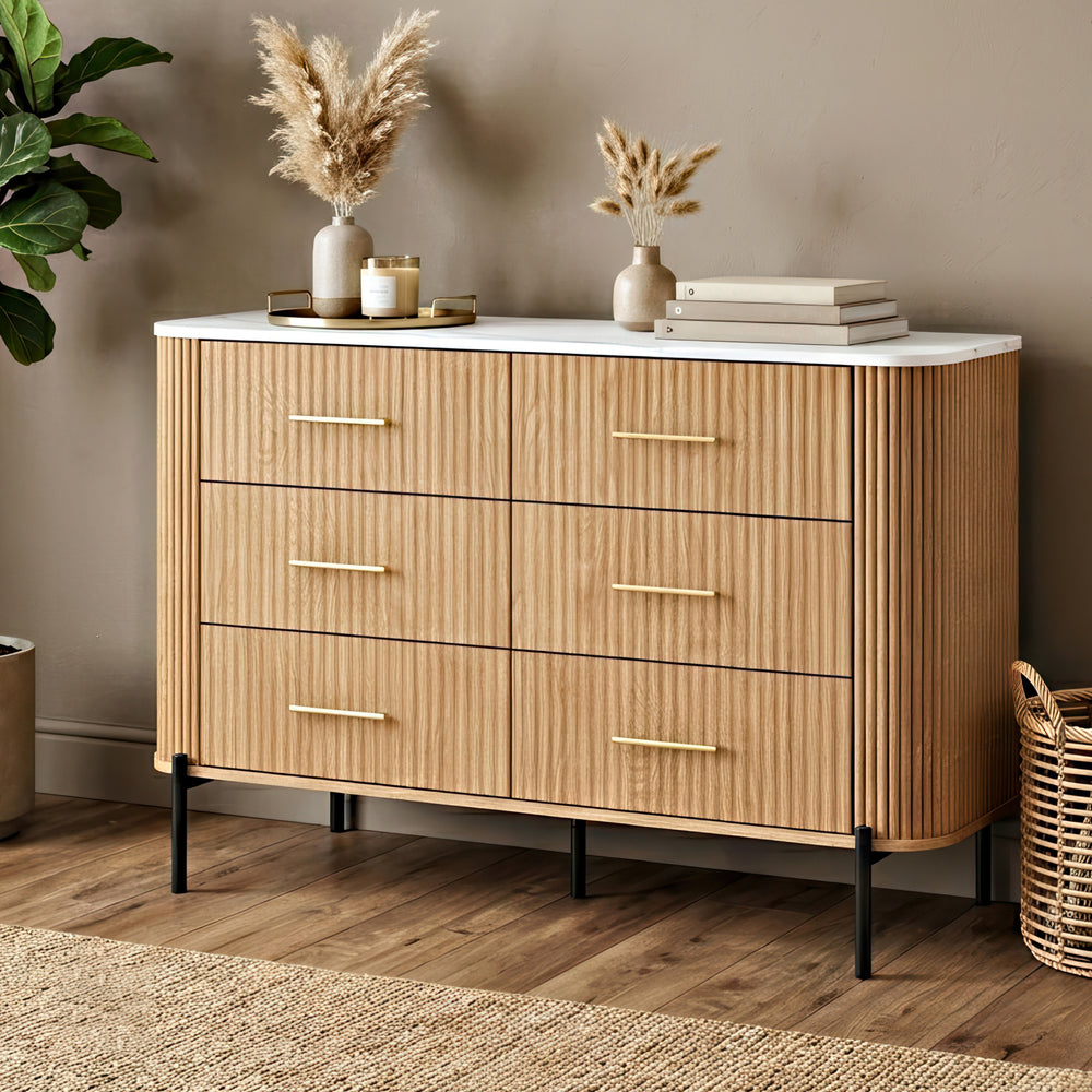 Byrå Kokunse med 6 lådor 120x42x78 cm eklook [en.casa]