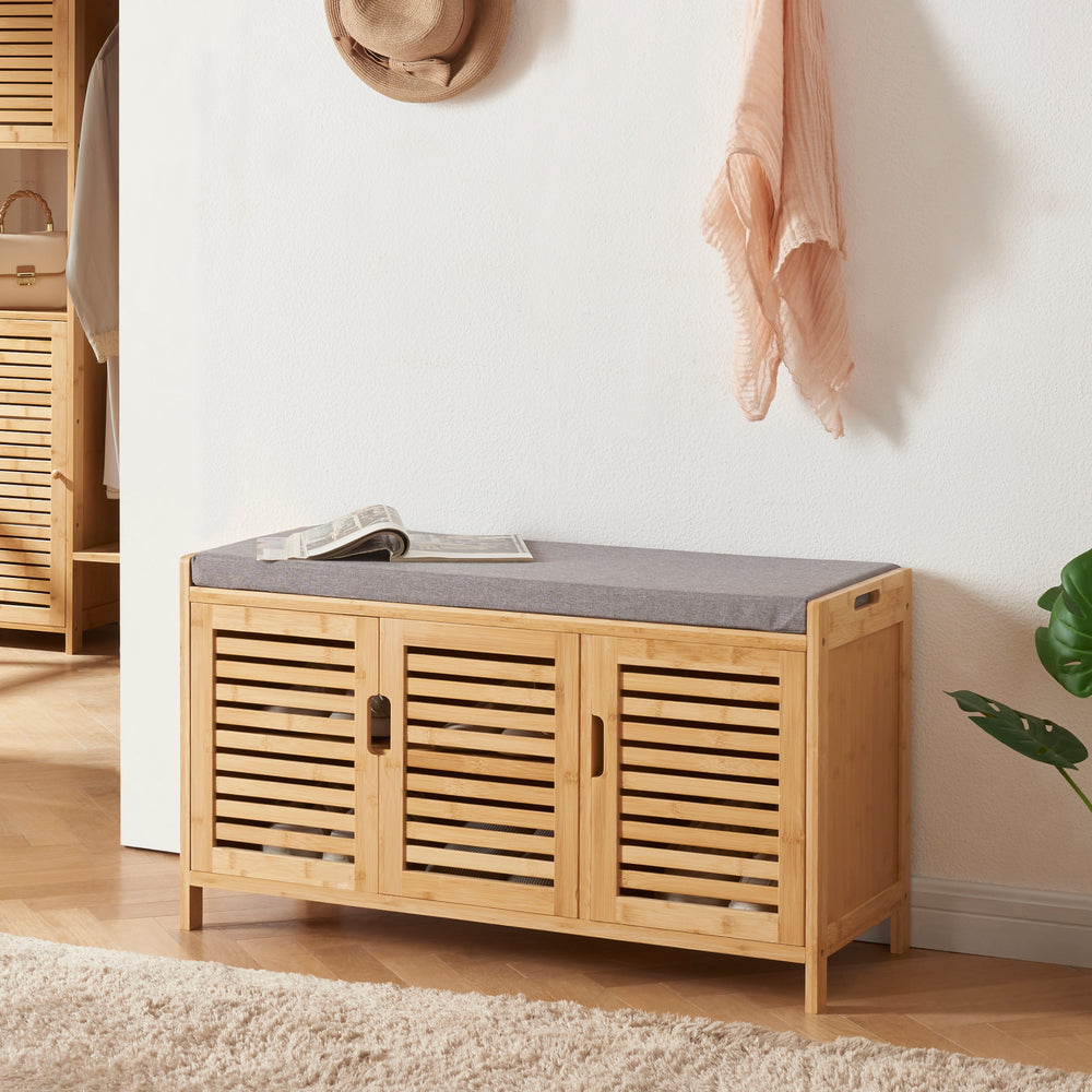 Skoskåp Selk med sittplats bambu [en.casa] - premiumXL