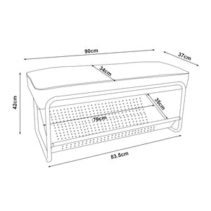 Skobänk Lillehammer 90x37x42 cm [en.casa]