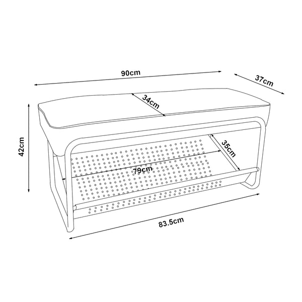 Skobänk Lillehammer 90x37x42 cm [en.casa]