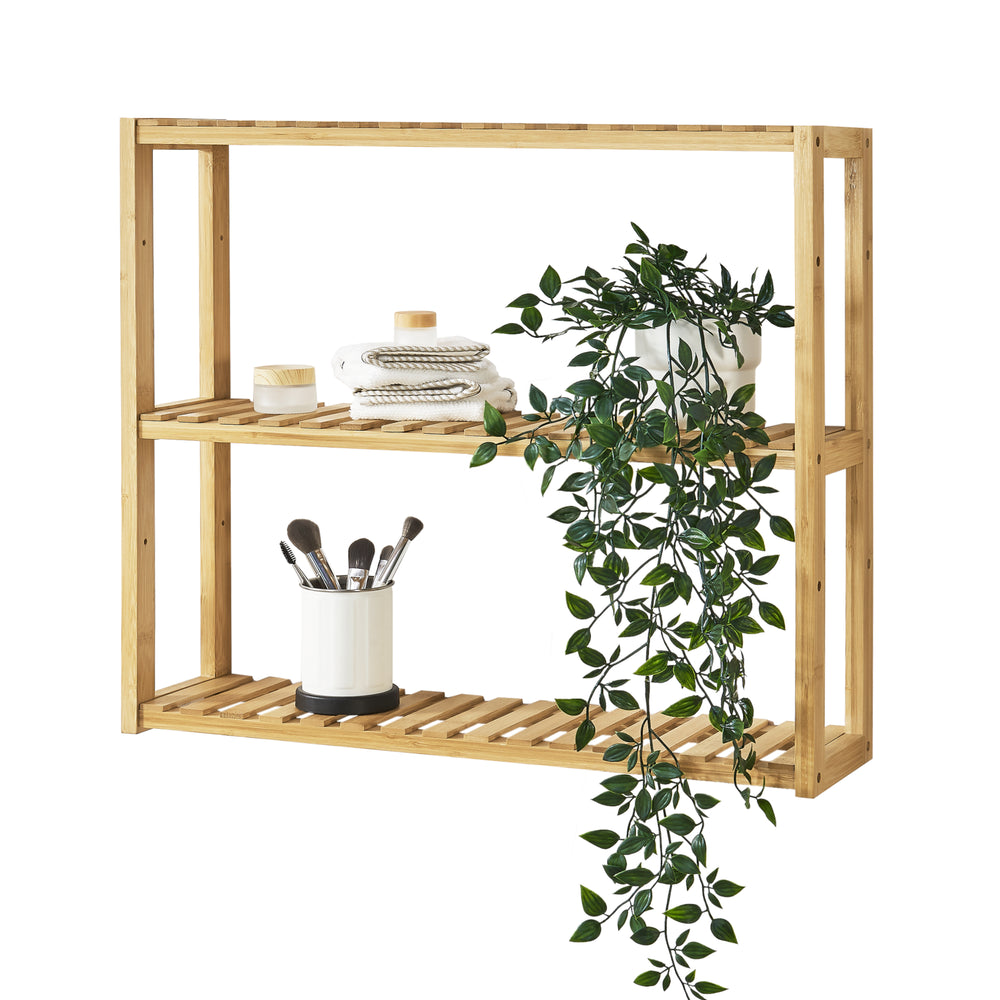 Bambuhylla Örnsköldsvik 60x15x54cm Naturträ [en.casa] - premiumXL
