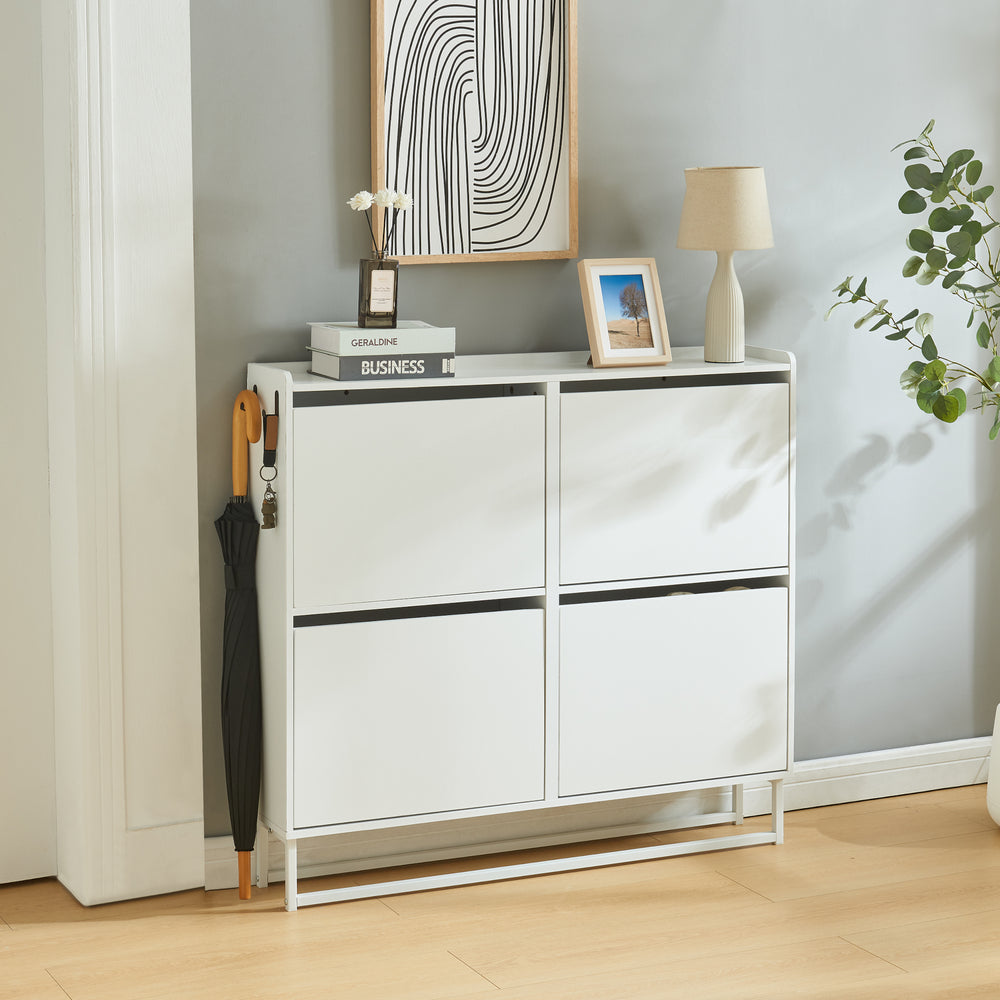 Skåp för skor Ylitornio 91,5x100x19 cm Vit [en.casa]