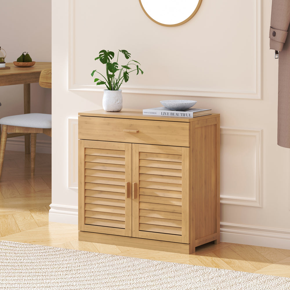 Skåp för skor Aarela 67x66x34 cm bambu [en.casa]