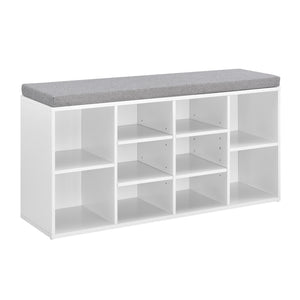 Skohylla Ymir 103x30x48 cm 10 hyllplan sittbänk vit/grå en.casa - premiumXL