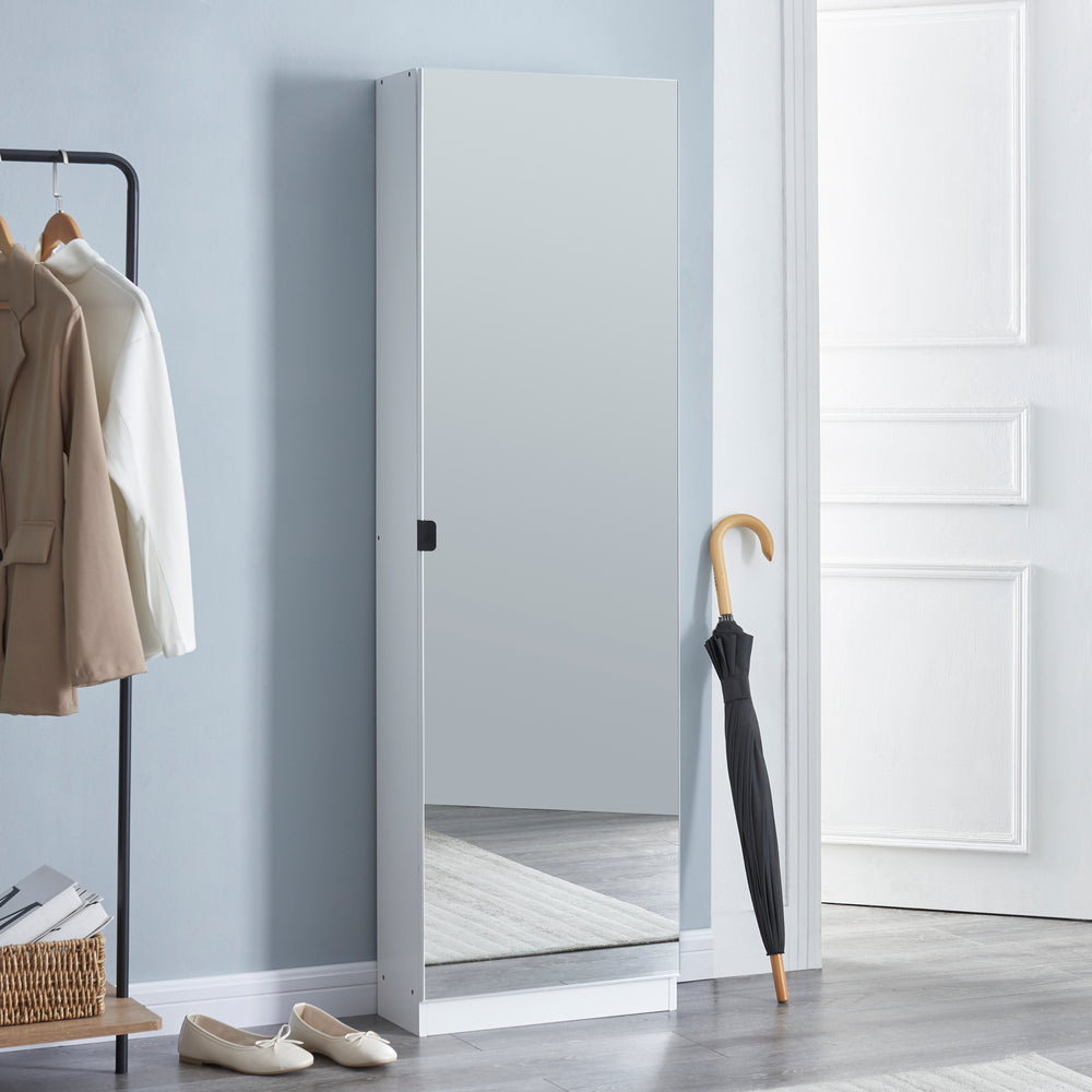 Skoskåp Meura 160x48x20cm speglad Vit [en.casa] - premiumXL