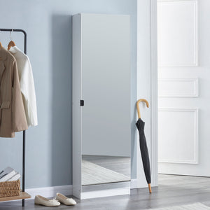 Skoskåp Meura 160x48x20cm speglad Vit [en.casa] - premiumXL