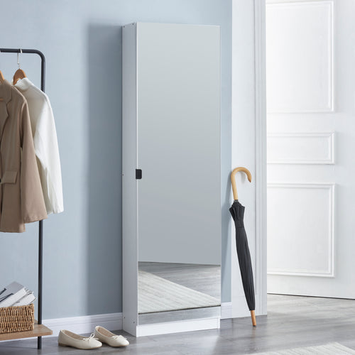 Skoskåp Meura 160x48x20cm speglad Vit [en.casa] - premiumXL