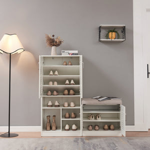 Skåp för skor Løten 120x37x120 cm Vit [en.casa]