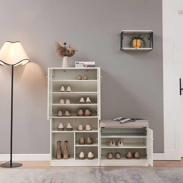 Skåp för skor Løten 120x37x120 cm Vit [en.casa]