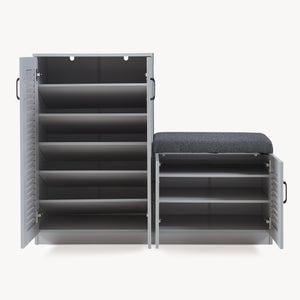 Skåp för skor Løten med sittbänk 120x36x97 cm Grå [en.casa]