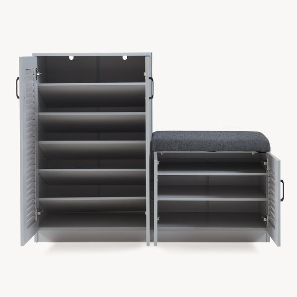 Skåp för skor Løten med sittbänk 120x36x97 cm Grå [en.casa]
