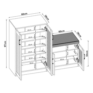 Skoskåp Løten med bänk 120x36x97cm vit [en.casa]