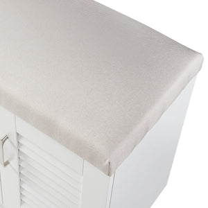 Skoskåp Løten med bänk 120x36x97cm vit [en.casa]