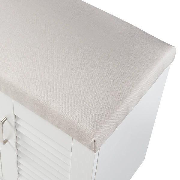 Skoskåp Løten med bänk 120x36x97cm vit [en.casa]