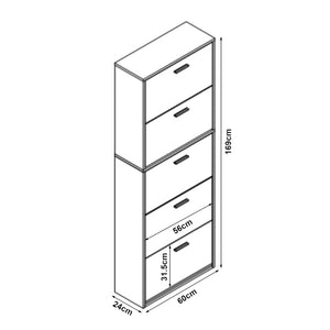 Skoskåp 63x24x81cm 2 fack plats för 12 par skor [en.casa] välj modell