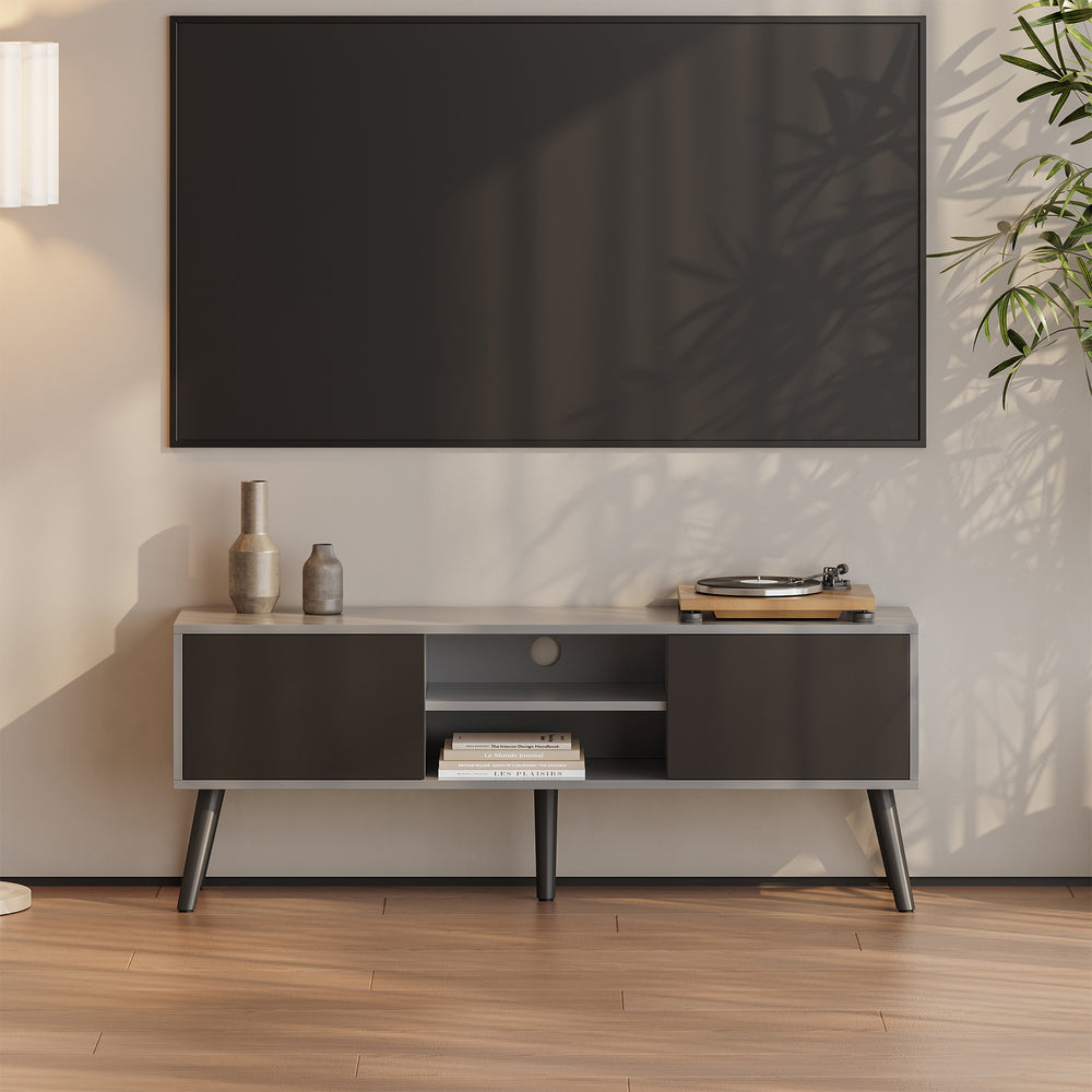 TV-bord Eskilstuna med 2 skåpdörrar och 2 hyllor [en.casa] - premiumXL