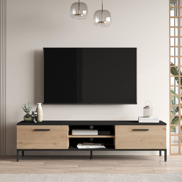 TV-bord Lempäälä med 2 förvaringsfack 160 x 35 x 39 cm i olika färger [en.casa]