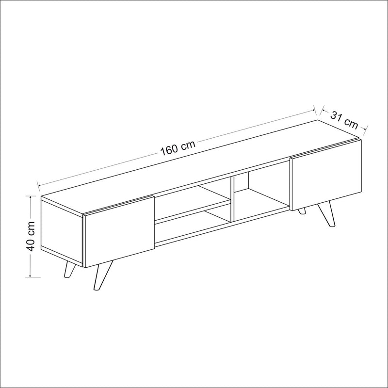 Måttskiss Assens TV-bord 40 x 160 x 31 cm i olika färger [en.casa]