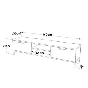 TV-bord Lempäälä med 2 förvaringsfack 160 x 35 x 39 cm i olika färger [en.casa]
