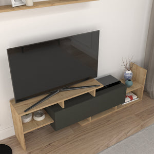 TV-bänk Liksefte med vägghylla 154x28x42 cm [en.casa]