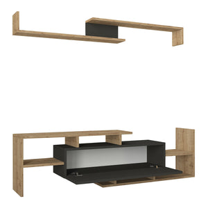 TV-bänk Liksefte med vägghylla 154x28x42 cm [en.casa]