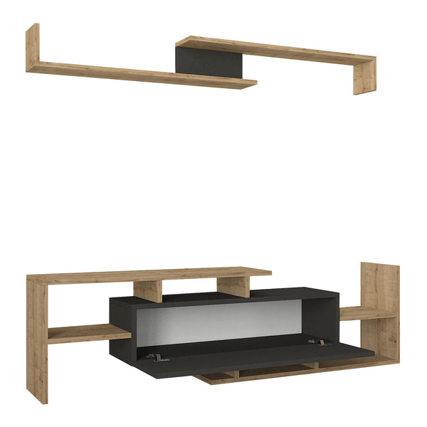TV-bänk Liksefte med vägghylla 154x28x42 cm [en.casa]
