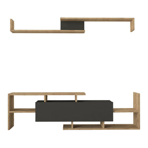 TV-bänk Liksefte med vägghylla 154x28x42 cm [en.casa]