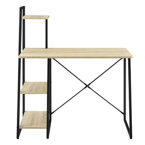 Skrivbord Aalborg med hyllor 117x102x50cm stål justerbar höjd [en.casa]