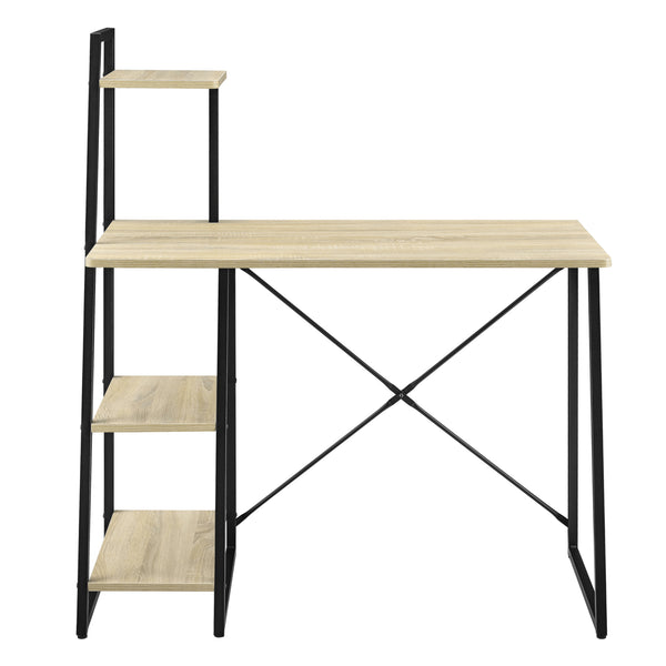 Skrivbord Aalborg med hyllor 117x102x50cm stål justerbar höjd [en.casa]