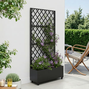 Avdelare Malja med blomlåda stål 190x82x38 cm svart [casa.pro]