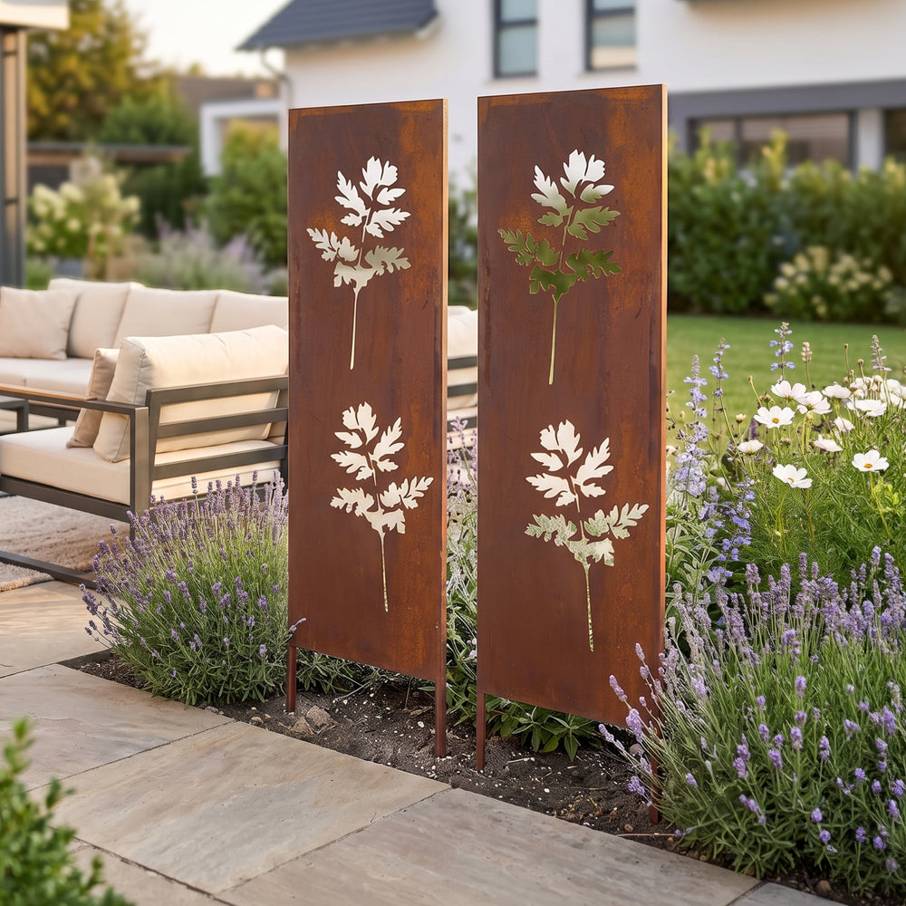 Trädgårdssticka Irsina 2-pack 160x50 cm cortenstål ädelrost [casa.pro]