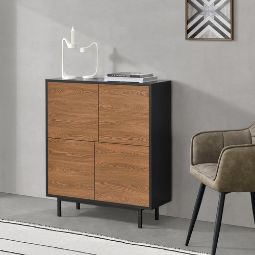 Sidoskåp Gnosjö 80x30x93cm Svart/Mörk träton en.casa - premiumXL
