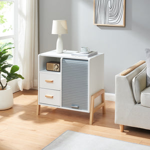 Sideboard Kvaefjord med persiennedører Hvit/Grå [en.casa]