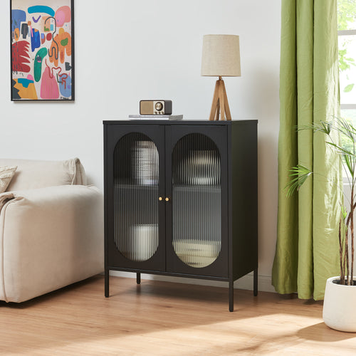 Sideboard Karlskrona 102x80x40 cm Svart, matt [en.casa] - premiumXL