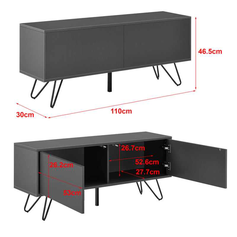 Måttskiss Sidobord Bollebygd metall 2 dörrar med tryck och öppna funktionen [en.casa] välj modell
