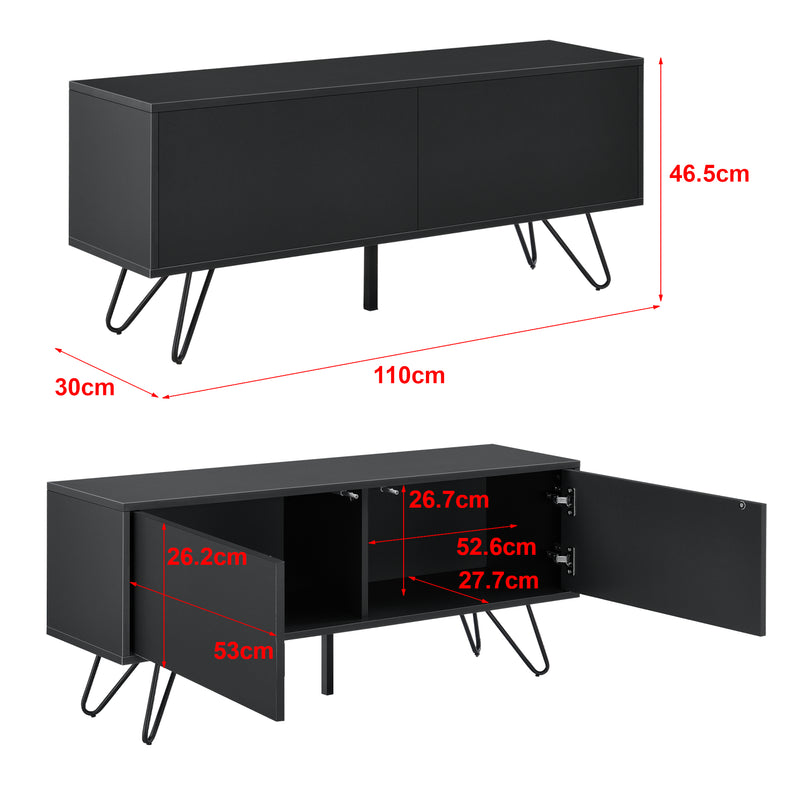 Måttskiss Sidobord Bollebygd metall 2 dörrar med tryck och öppna funktionen [en.casa] välj modell