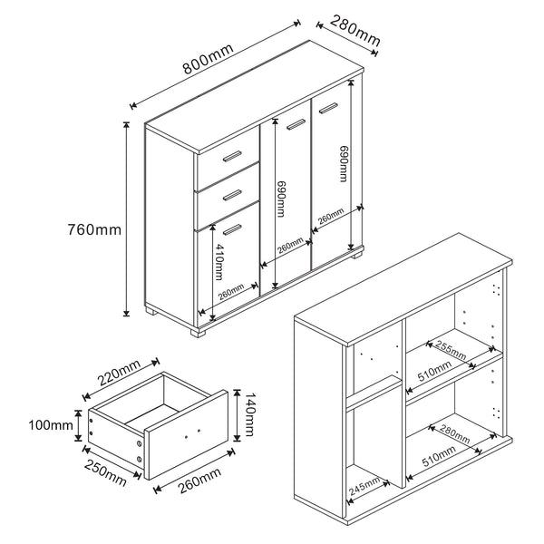 Skänk Crimla 76x80x28cm [en.casa]