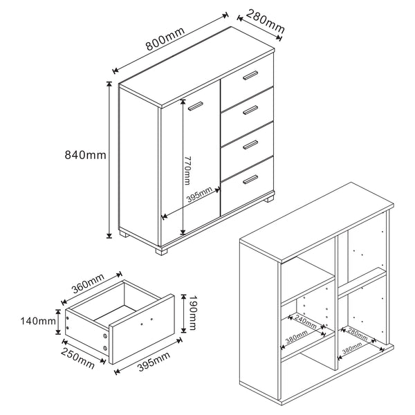 Skänk Döbritz 84x80x28 cm [en.casa]