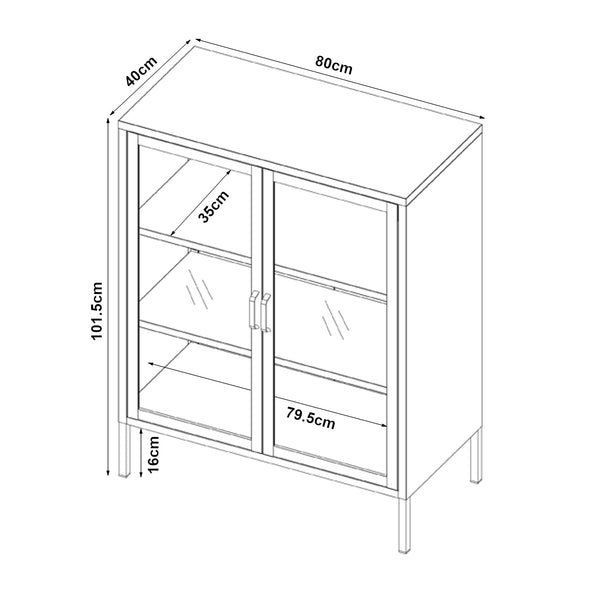 Sideboard Fauske med glasdörrar i olika färger [en.casa]