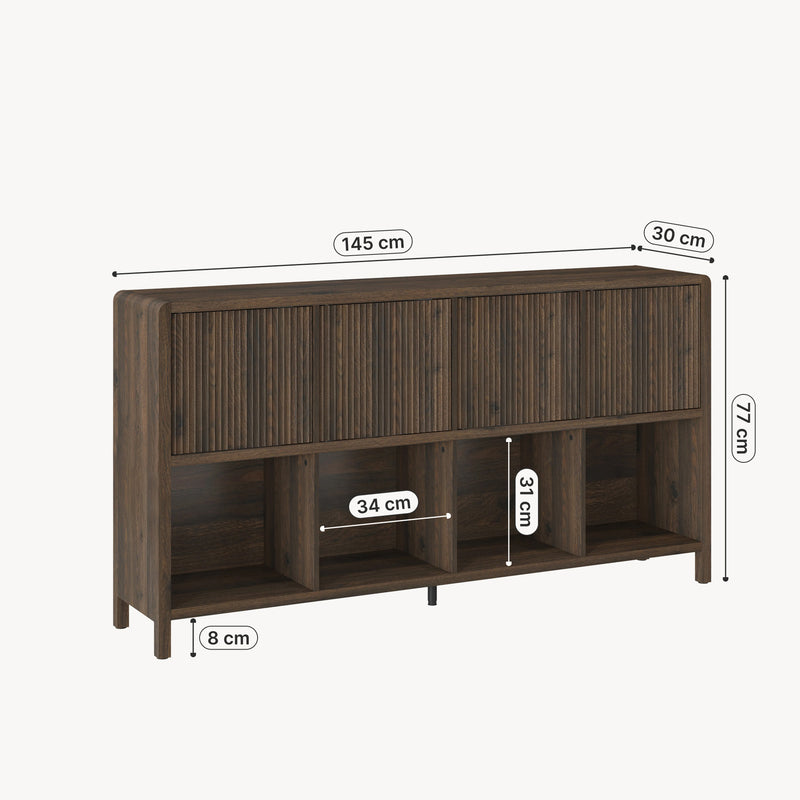Måttskiss Sideboard Lukkodso med dörrar och fack [en.casa]